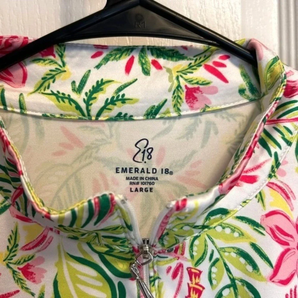 Emerald‎ 18 Womens Tropical Floral Print Long Sleeve Golf Tennis Skirt Set L